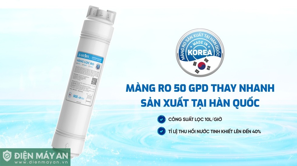 Máy lọc nước RO Karofi KAQ-U50K 10 lõi